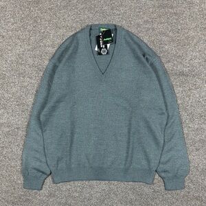 NWT Grey Wool Blend V-Neck Pullover Knit Lightweight Sweater Men’s L Retro 90s